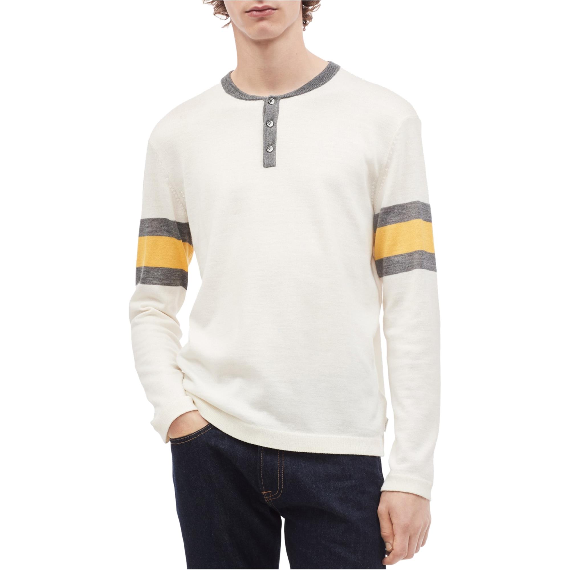 Calvin Klein Mens Engineered Stripe Henley Shirt, Beige, XX-Large